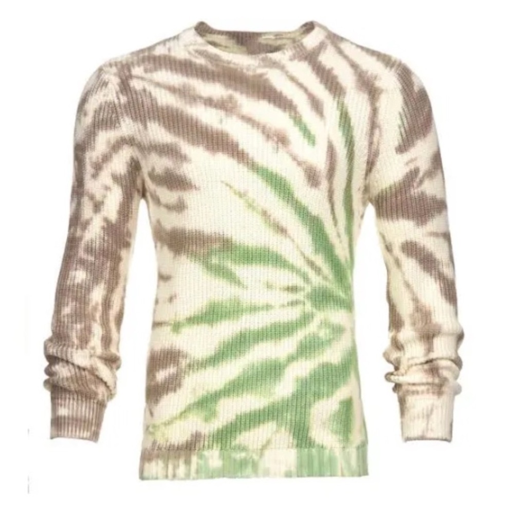 SER.O.YA Leo Tie Dye Swirl Beige and Green Crewneck Knit Sweater Size Small